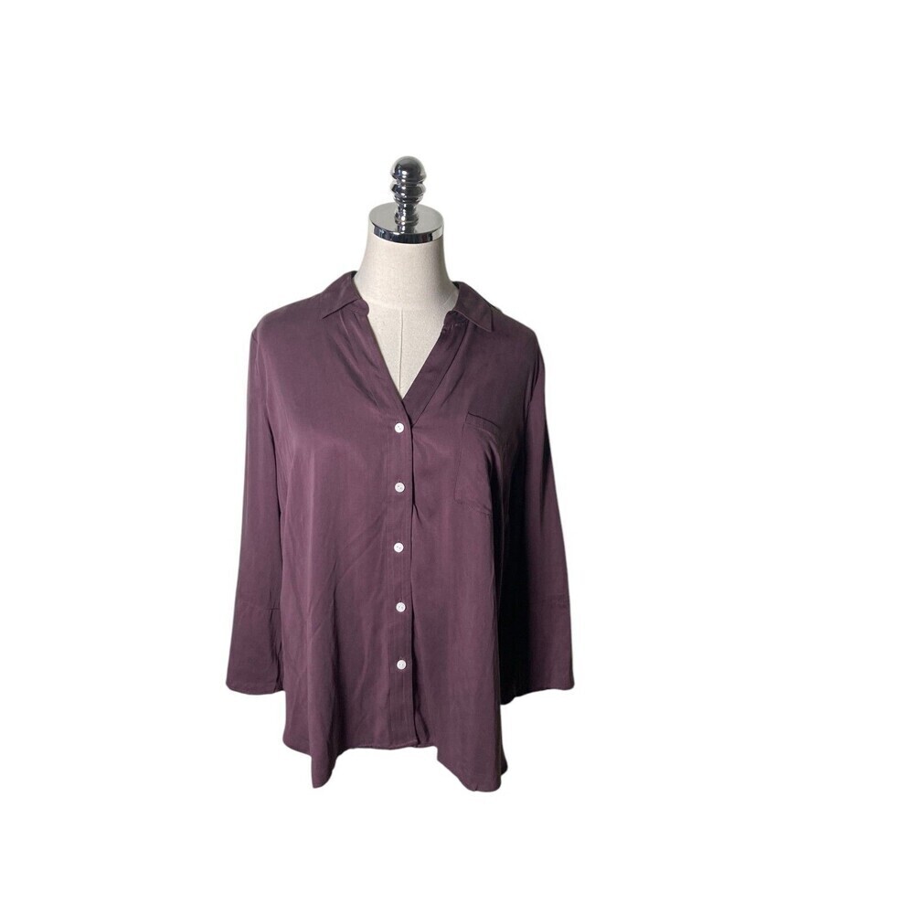 J Jill Top Women's Size Medium Dried Plum Purple Button Up